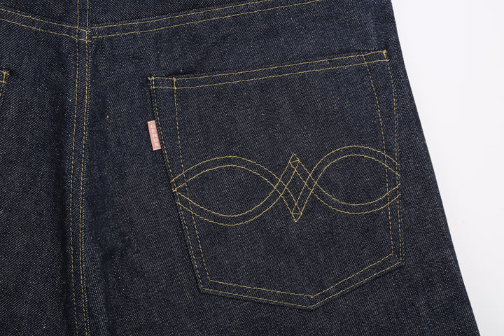 Warehouse Dead Stock Blue Lot 1000XX Straight Fit Jeans – Back Pocket - Stitching And Pink Rayon Tab
