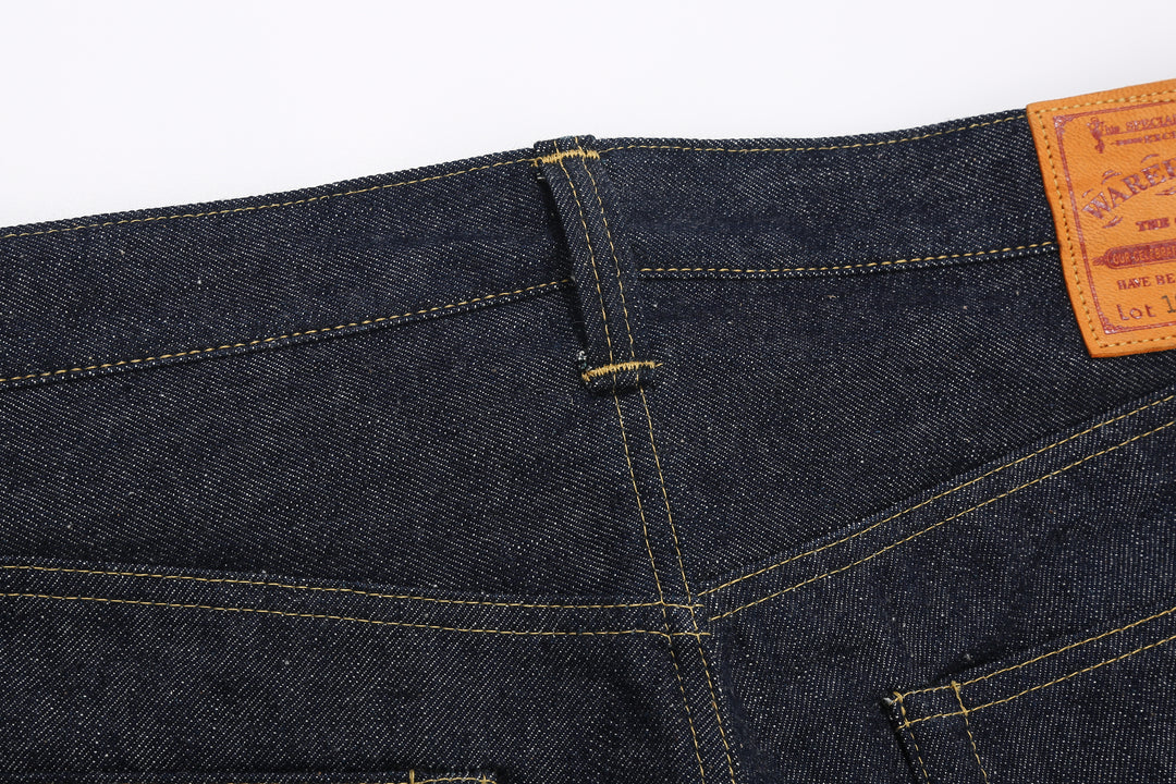 Warehouse Dead Stock Blue Lot 1000XX Straight Fit Jeans – Back Yoke And Centre Belt Loop - Detail
