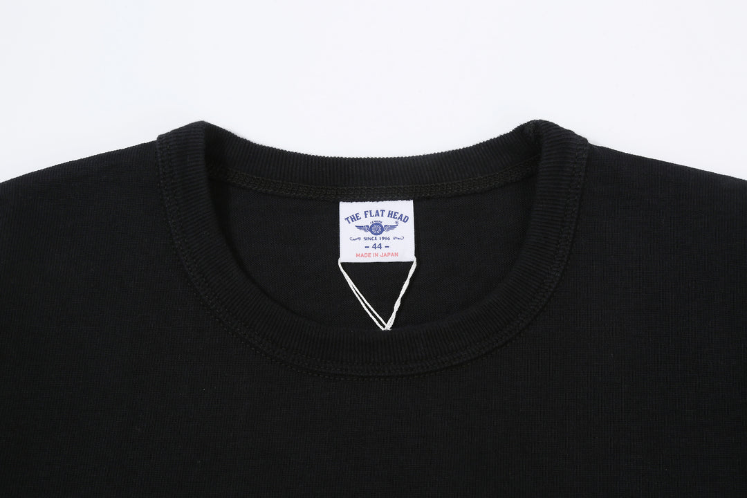 The Flat Head FN-HTK-001 20oz heavyweight loopwheel T-shirt black collar