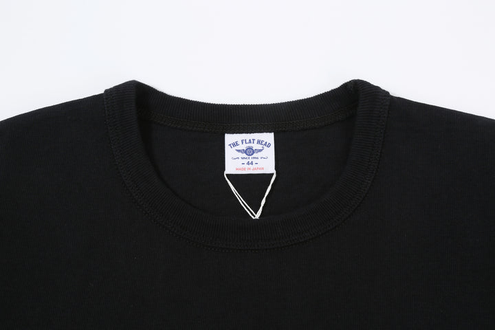The Flat Head FN-HTK-001 20oz heavyweight loopwheel T-shirt black collar