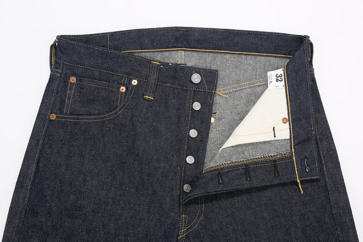 Warehouse Dead Stock Blue Lot 1000XX Straight Fit Jeans – Open - Button Fly And Waistband