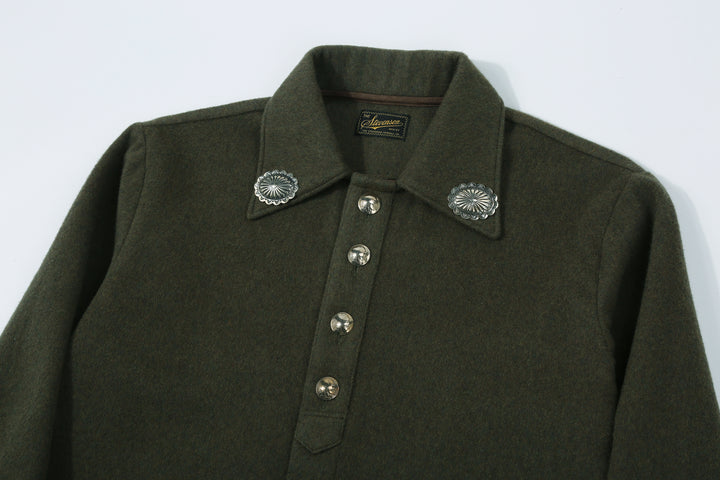 Stevenson Overall Brave Man BM2 Navajo shirt olive front view collar