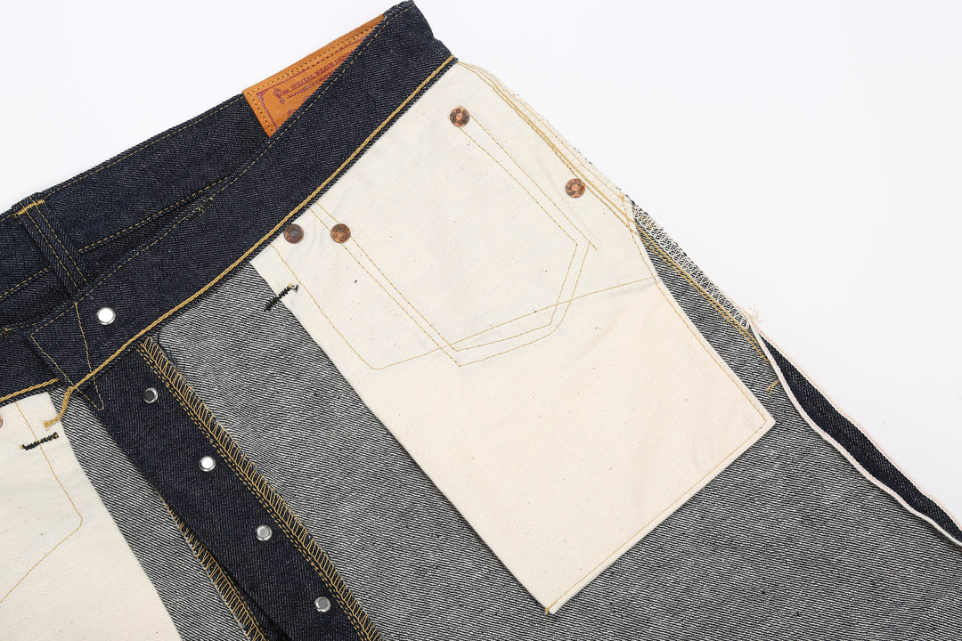 Warehouse Dead Stock Blue Lot 1000XX Straight Fit Jeans – Inside Waistband And - Pocket Bags