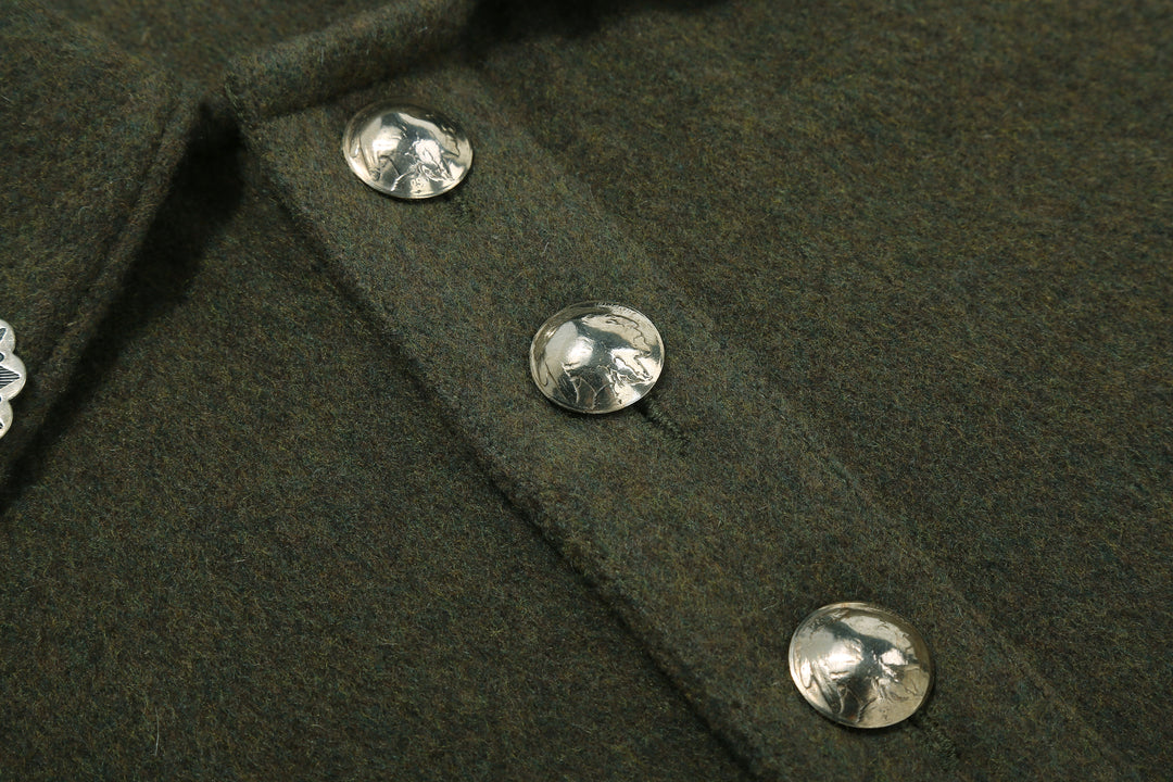Stevenson Overall Brave Man BM2 Navajo shirt olive concho detail