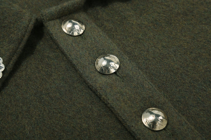Stevenson Overall Brave Man BM2 Navajo shirt olive concho detail