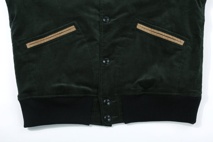 Stevenson Overall Co. Golden Era Athletic - GA1 Classic Varsity Jacket - Dark Green x Beige