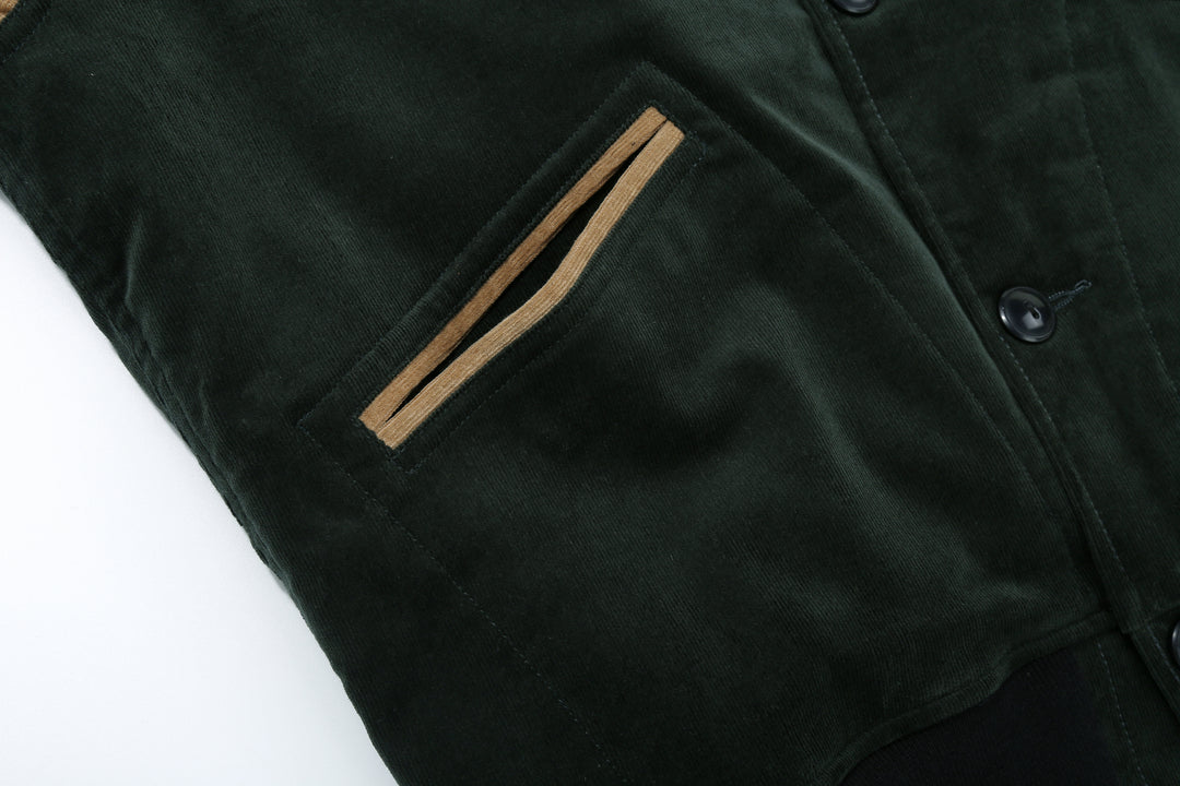 Stevenson Overall Co. Golden Era Athletic - GA1 Classic Varsity Jacket - Dark Green x Beige