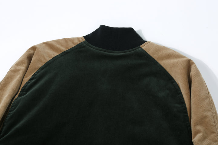 Stevenson Overall Co. Golden Era Athletic - GA1 Classic Varsity Jacket - Dark Green x Beige