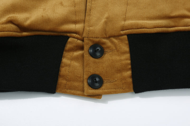 Stevenson Overall GA1 Golden Era Athletic jacket navy mustard button sclose up