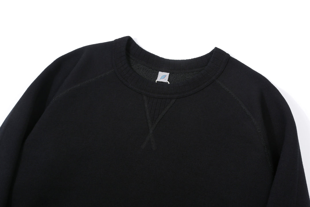 Pure Blue Japan 5409-IDBK Indigo Sweatshirt Black Overdye – Crew Neck and Raglan Sleeve Detail
