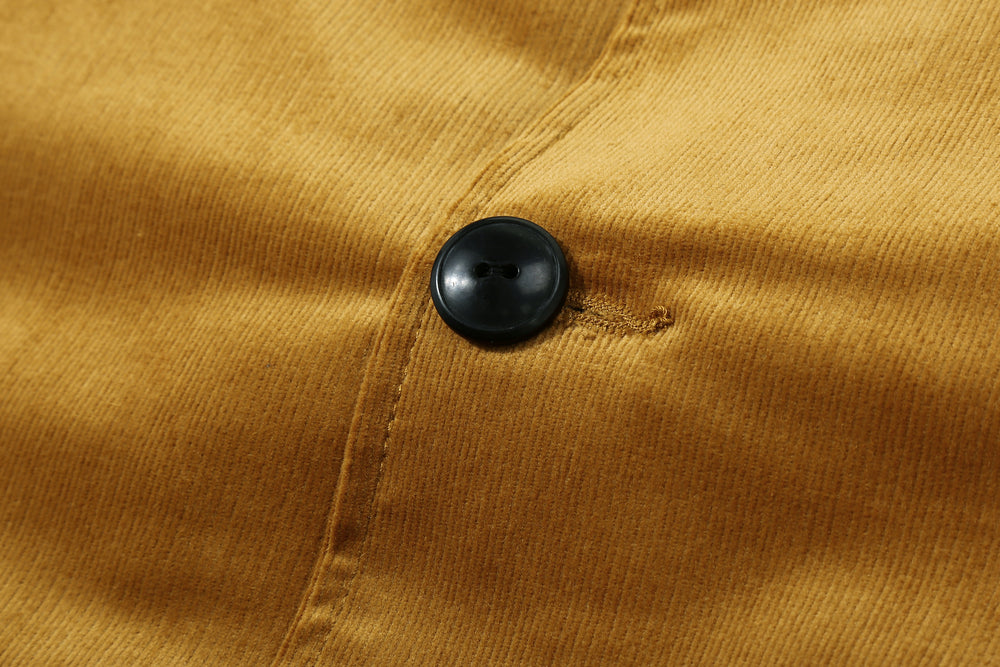 Stevenson Overall GA1 Golden Era Athletic jacket navy mustard button close up