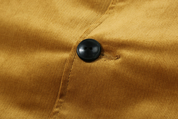 Stevenson Overall GA1 Golden Era Athletic jacket navy mustard button close up