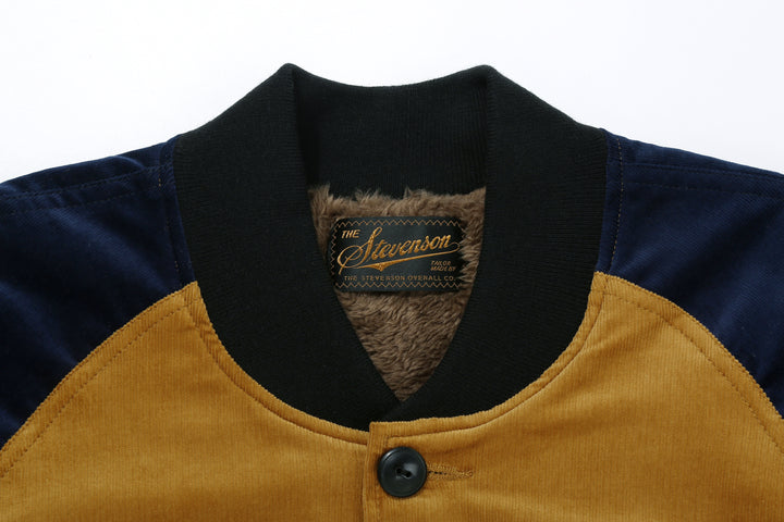 Stevenson Overall GA1 Golden Era Athletic jacket navy mustard neck close up