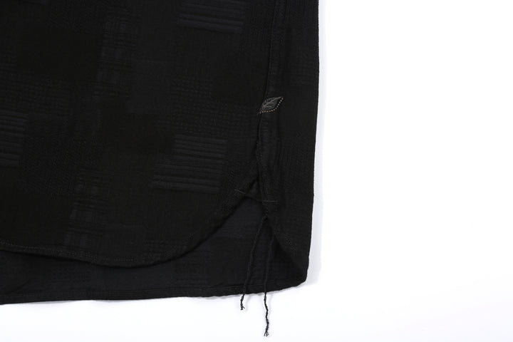 Pure Blue Japan 2239-BK Jacquard Patchwork Boro Shirt - Black x Black Made in Japan Embroidory