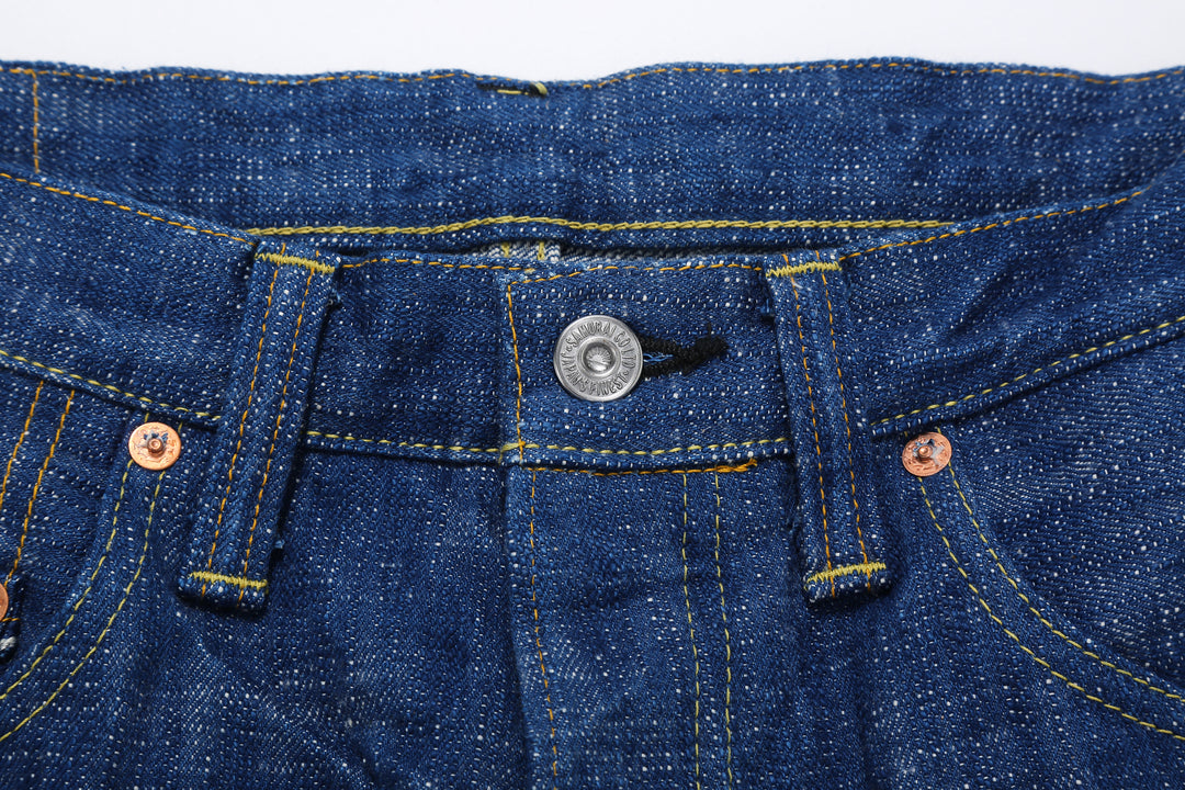 Samurai Jeans S211XX17oz-SLB Murakumo 17oz selvedge slub denim relaxed tapered fit button detail