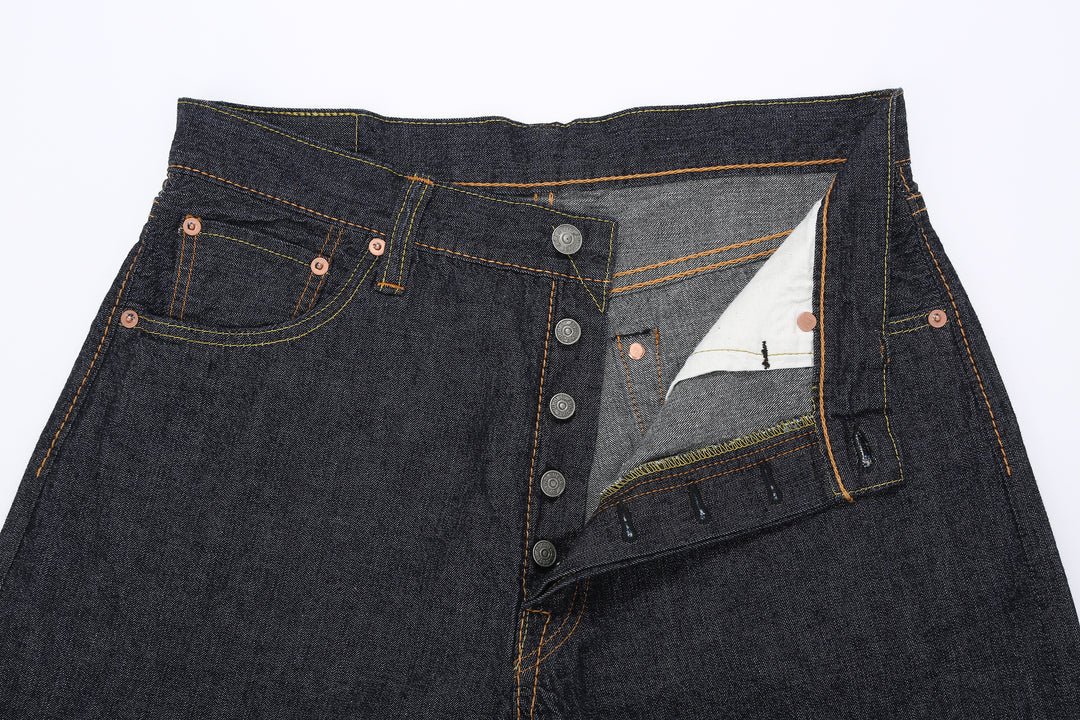 Pure Blue Japan 1182-002 10oz selvedge denim wide straight jeans lightweight buttons