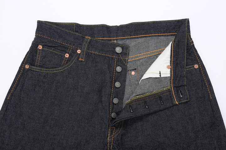 Pure Blue Japan 1182-002 10oz selvedge denim wide straight jeans lightweight buttons