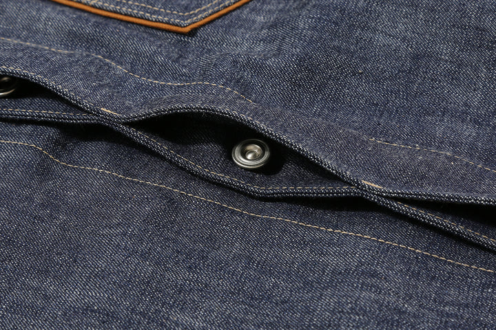 Deluxeware 7640 10.5oz selvedge denim work shirt made in Japan indigo denim shirt button
