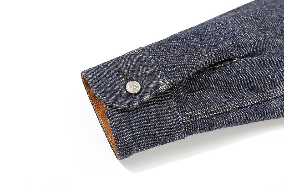 Deluxeware 7640 10.5oz selvedge denim work shirt made in Japan indigo denim shirt cuff button