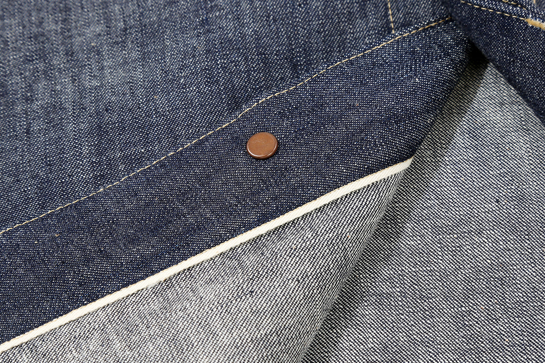 Deluxeware 7640 10.5oz selvedge denim work shirt made in Japan indigo denim shirt selvedge detail