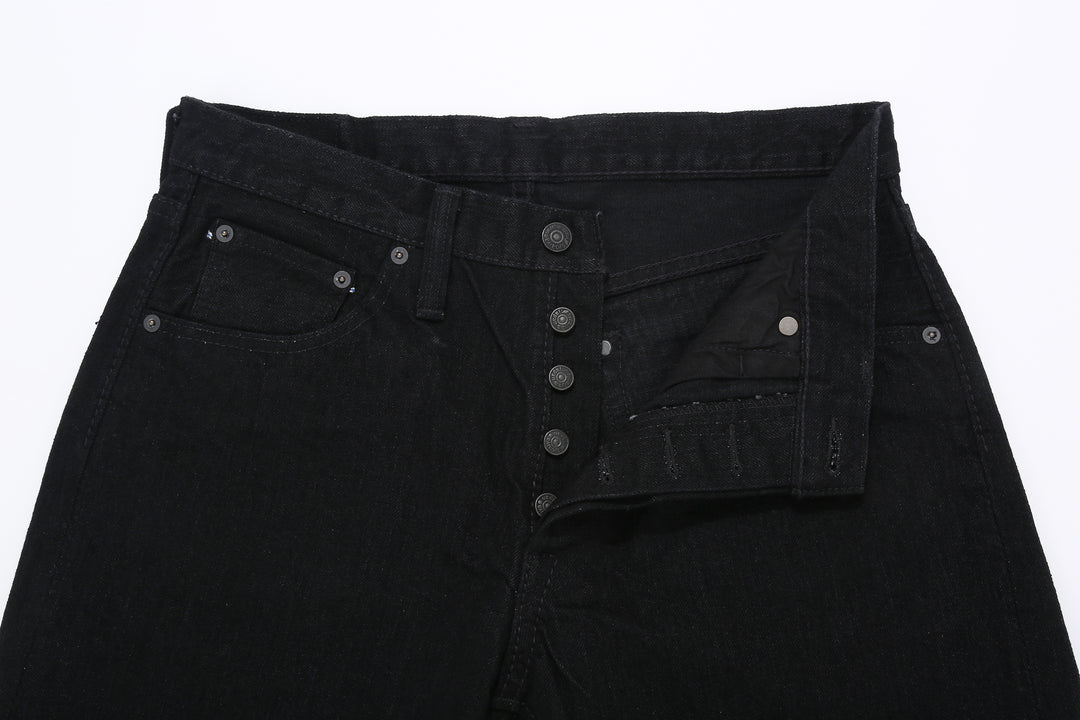 Pure Blue Japan XX-019 black selvedge denim relaxed tapered jeans Japan detail