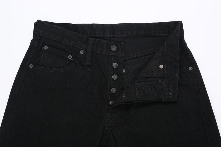 Pure Blue Japan XX-019 black selvedge denim relaxed tapered jeans Japan detail