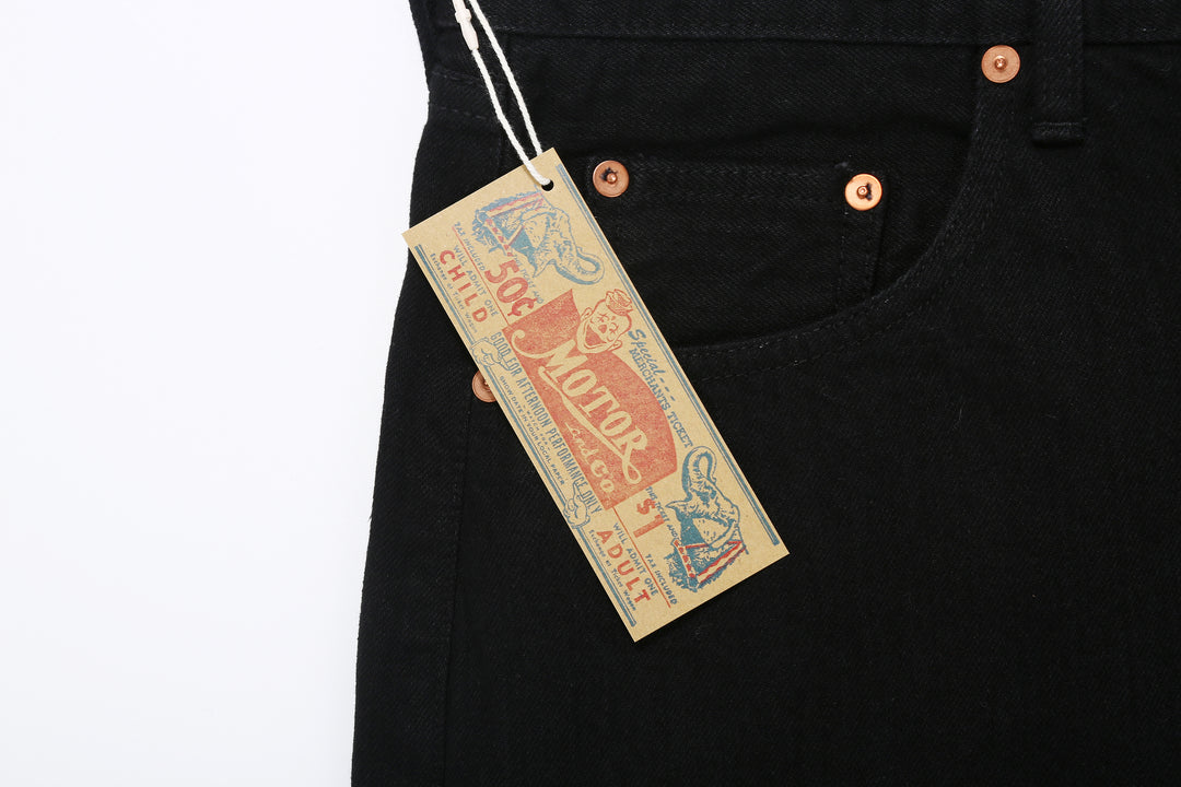 Moto Motor New Vintage 12oz Selvedge Old Baggy Denim - Black x Black