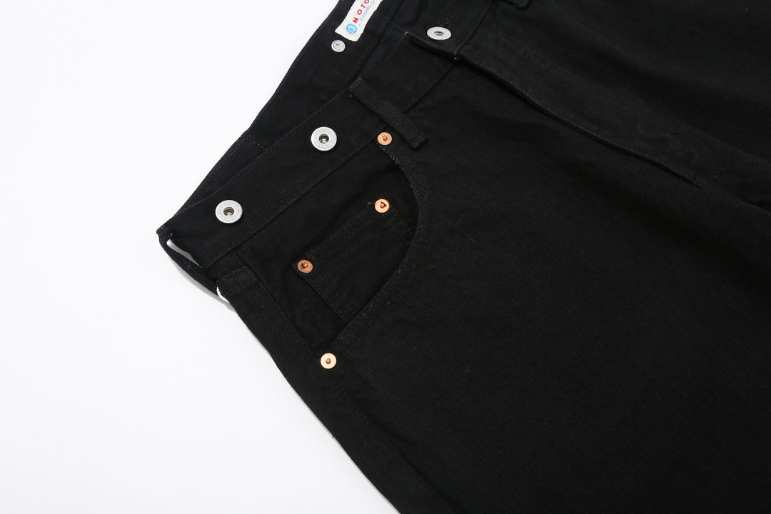 Moto Motor New Vintage 12oz Selvedge Old Baggy Denim - Black x Black