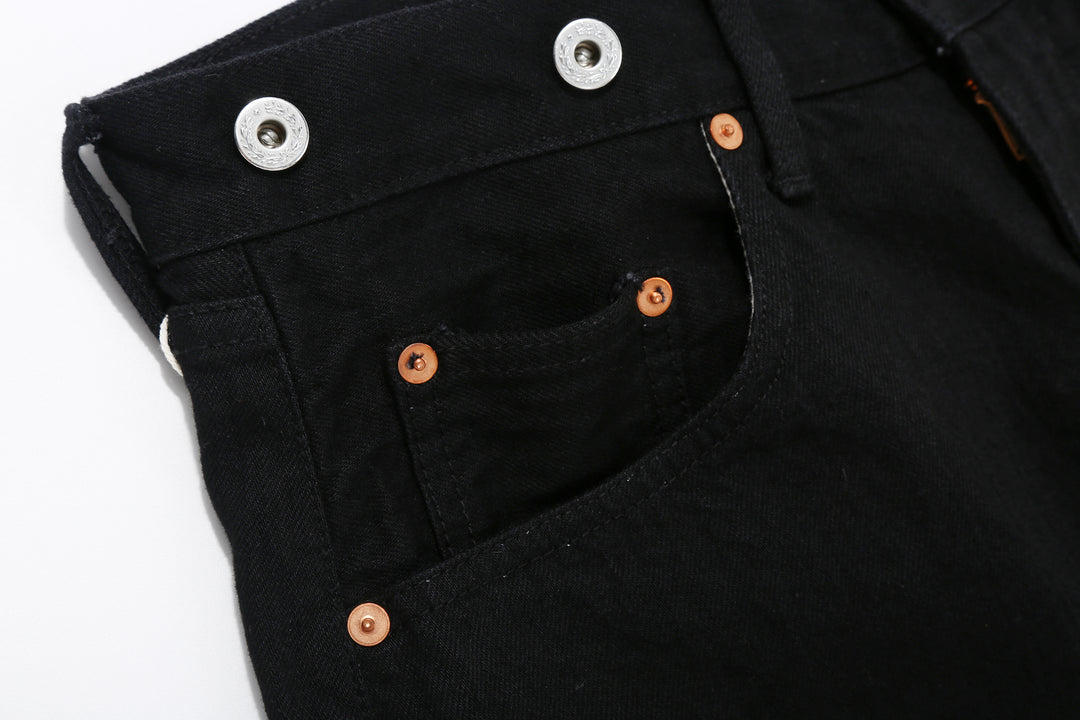 Moto Motor New Vintage 12oz Selvedge Old Baggy Denim - Black x Black