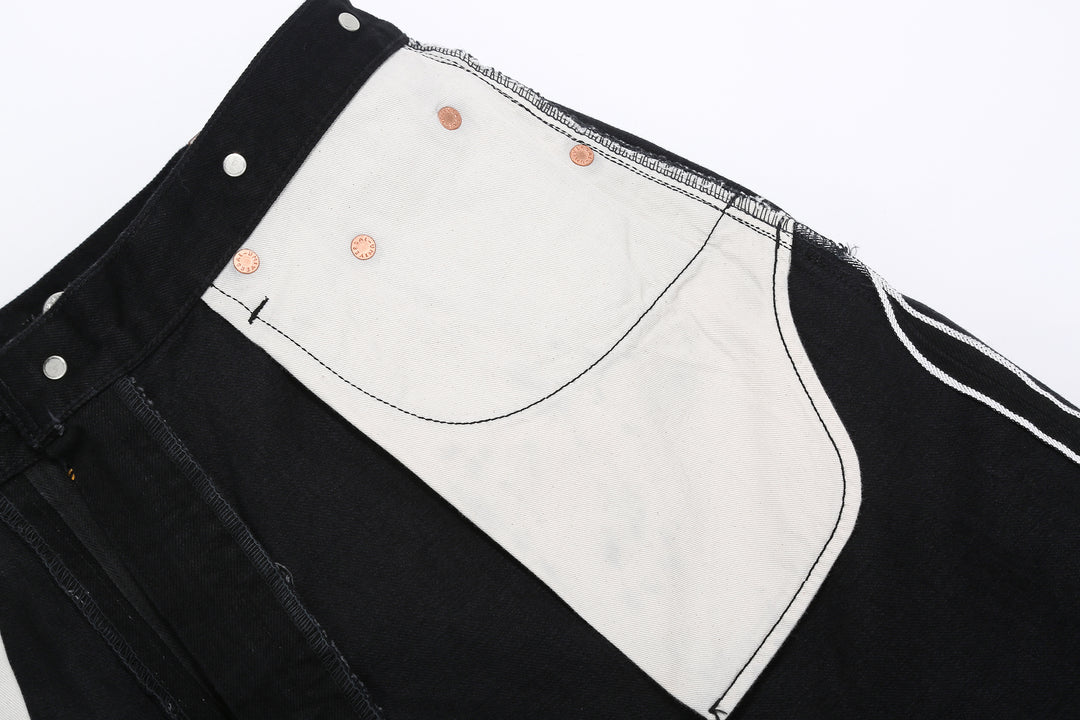 Moto Motor New Vintage 12oz Selvedge Old Baggy Denim - Black x Black