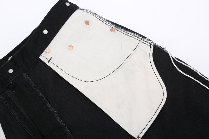 Moto Motor New Vintage 12oz Selvedge Old Baggy Denim - Black x Black