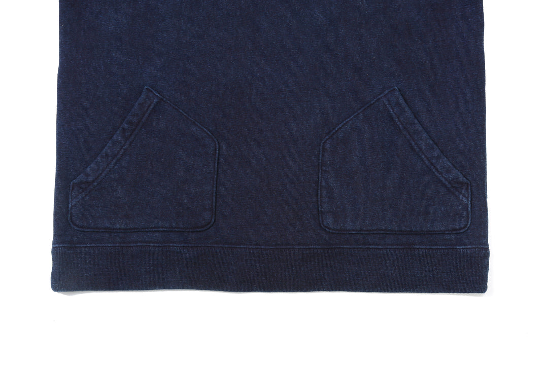 UES 742451 indigo loopwheel crewneck sweatshirt with pocket made in Japan slub cotton pocket