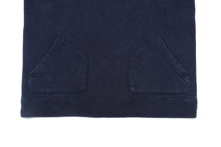 UES 742451 indigo loopwheel crewneck sweatshirt with pocket made in Japan slub cotton pocket