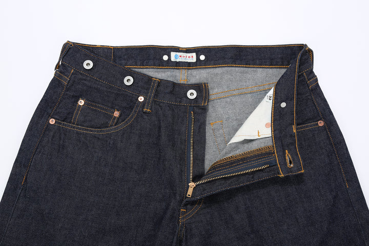 Moto Motor New Vintage 12oz selvedge denim old baggy fit indigo Japanese denim jeans detail