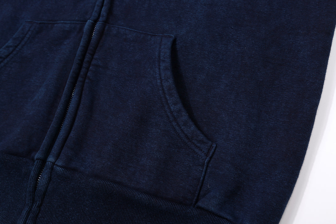 UES 72ZP-ID Indigo-Dyed Heavyweight Full-Zip Hoodie