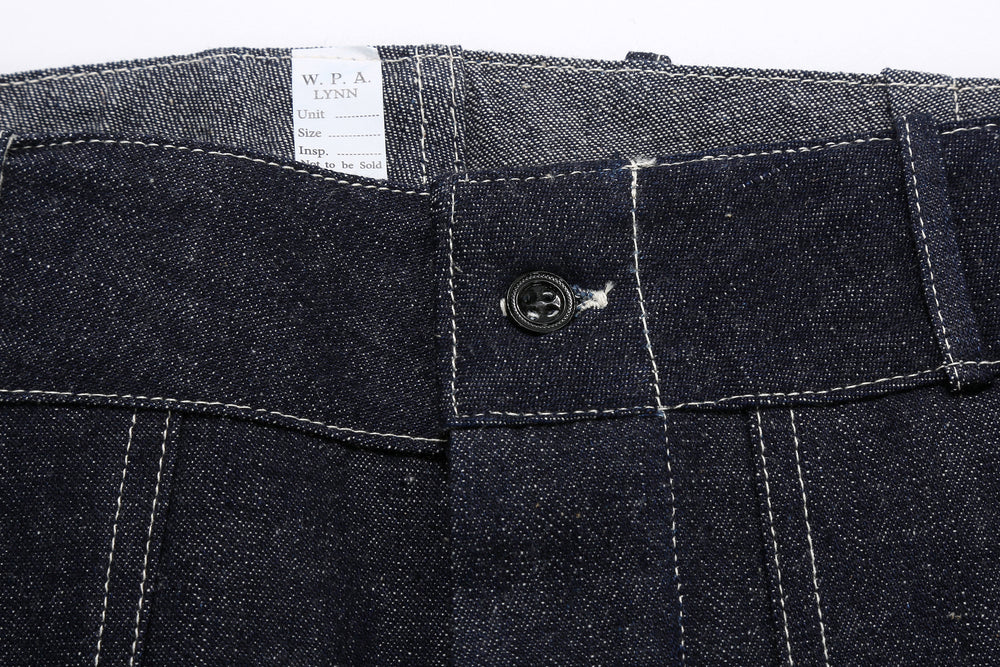 Warehouse & Co. 1930s WPA Double Knee Denim Trousers Light-Ounce Selvedge Denim Made in Japan Button