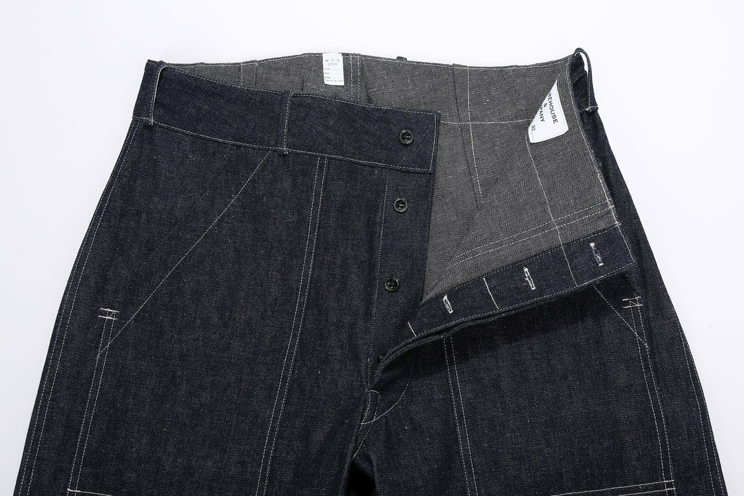Warehouse & Co. 1930s WPA Double Knee Denim Trousers Light-Ounce Selvedge Denim Made in Japan Button Fly Front