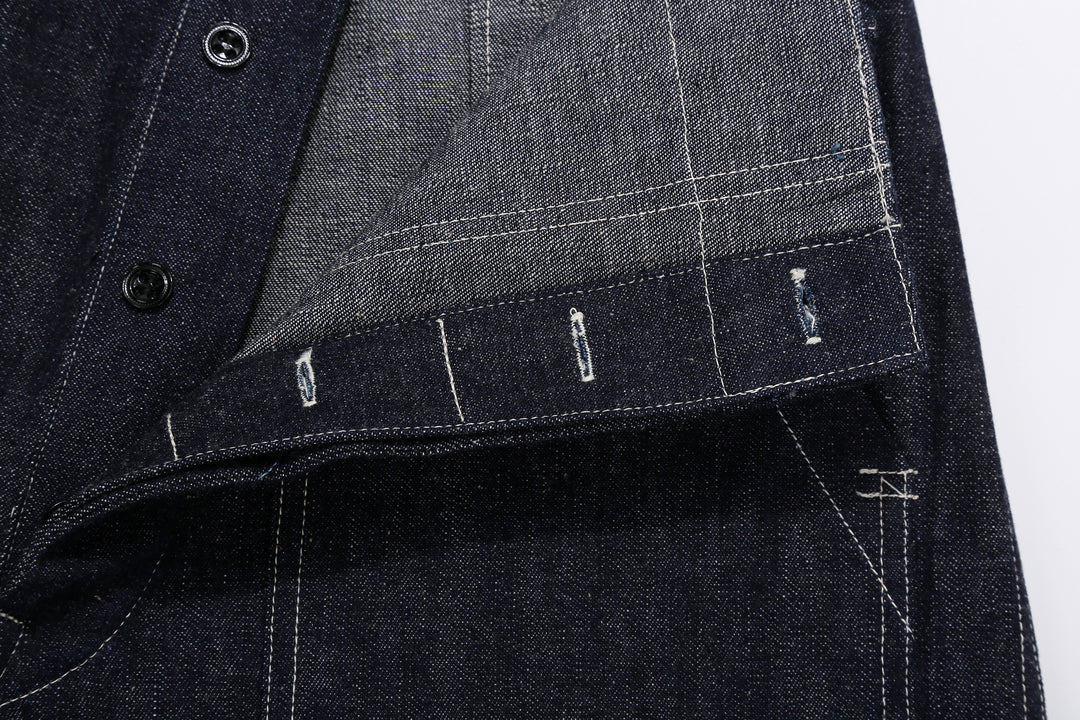 Warehouse & Co. 1930s WPA Double Knee Denim Trousers Light-Ounce Selvedge Denim Made in Japan Button Fly Front Button Hole