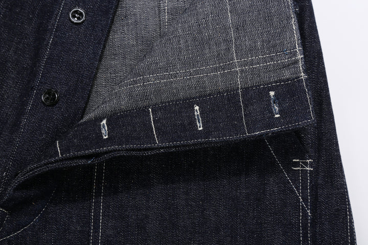 Warehouse & Co. 1930s WPA Double Knee Denim Trousers Light-Ounce Selvedge Denim Made in Japan Button Fly Front Button Hole