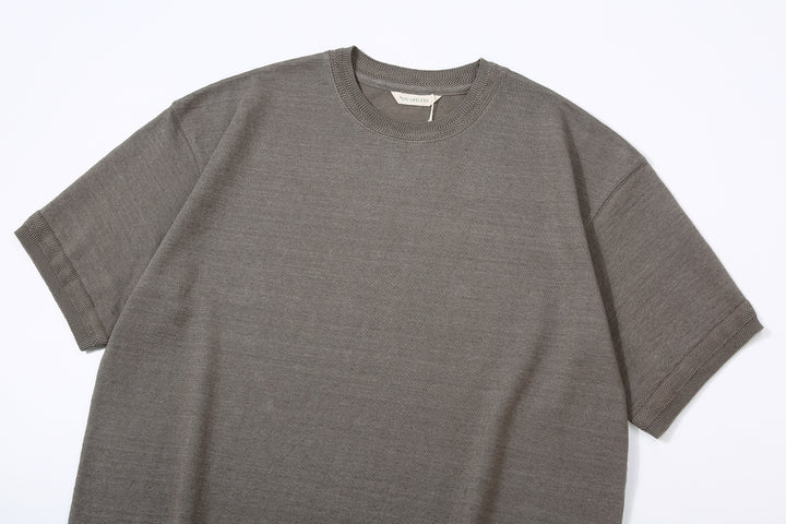Un-Useless 170204 linen KNITEE short sleeve crew neck knit T-shirt made in Japan charcoal crew neck
