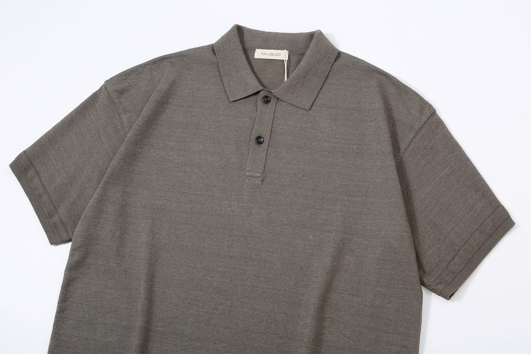 Un-Useless 170218 Plating Knit Linen Polo Shirt Made in Japan Steel Collar