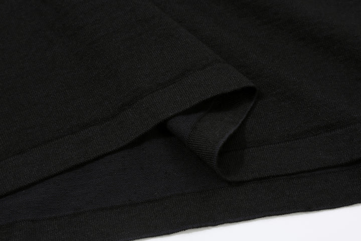 Un-Useless 170218 Plating Knit Linen Polo Shirt Made in Japan Side Slit Hem Black