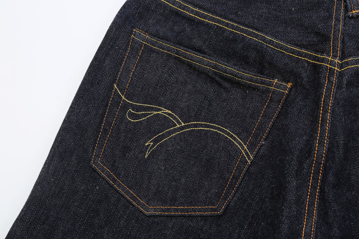 The Flat Head FN-8004 18oz selvedge denim jeans wide tapered fit indigo back pocket