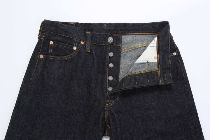 The Flat Head FN-8004 18oz selvedge denim jeans wide tapered fit indigo button