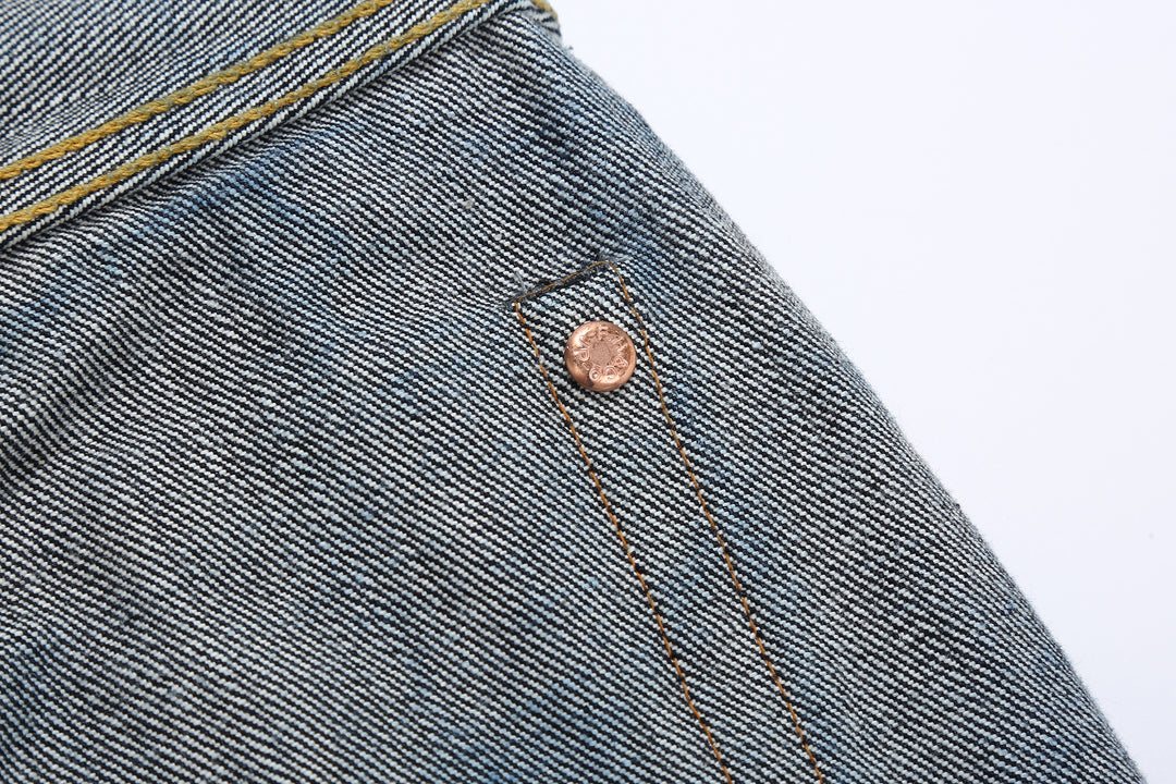 The Flat Head FN-8004 18oz selvedge denim jeans wide tapered fit indigo hidden rivet