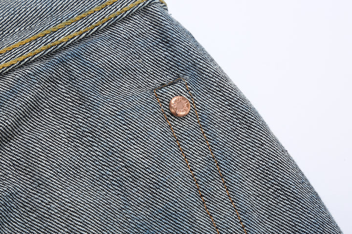 The Flat Head FN-8004 18oz selvedge denim jeans wide tapered fit indigo hidden rivet