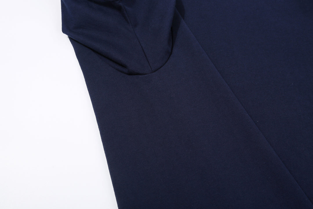 Deluxeware BSP-MNT01 10.5oz loopwheeled T-shirt with 5-needle binder neck, Mention Exclusive, made in Japan crew neck 5-Needle Binder Neck Sleeve Blue Side 