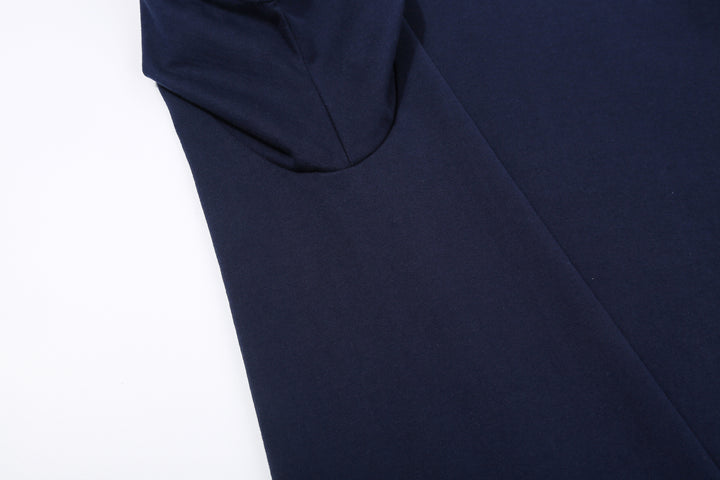 Deluxeware BSP-MNT01 10.5oz loopwheeled T-shirt with 5-needle binder neck, Mention Exclusive, made in Japan crew neck 5-Needle Binder Neck Sleeve Blue Side 