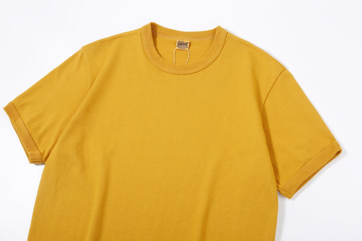 Deluxeware BSP-MNT01 10.5oz loopwheeled T-shirt with 5-needle binder neck, Mention Exclusive, made in Japan crew neck yellow
