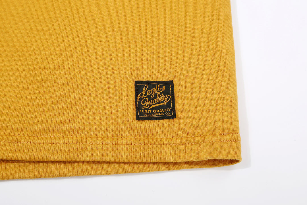 Deluxeware BSP-MNT01 10.5oz loopwheeled T-shirt with 5-needle binder neck, Mention Exclusive, made in Japan crew neck 5-Needle Binder Neck Sleeve Yellow Label